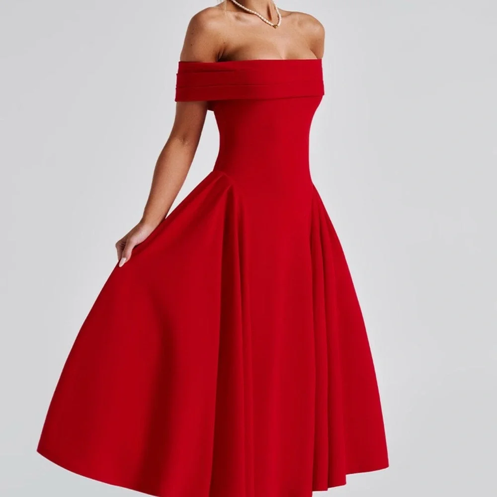 Chic Strapless Red Dress - Picture 3 of 6
